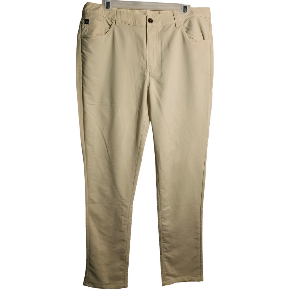 Turtleson Mens Performance Golf Pants Tan Khaki Stretch‎ 5-Pocket Size 35x33